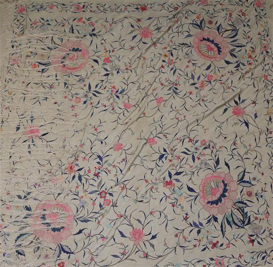 A multi coloured Chinese silk shawl